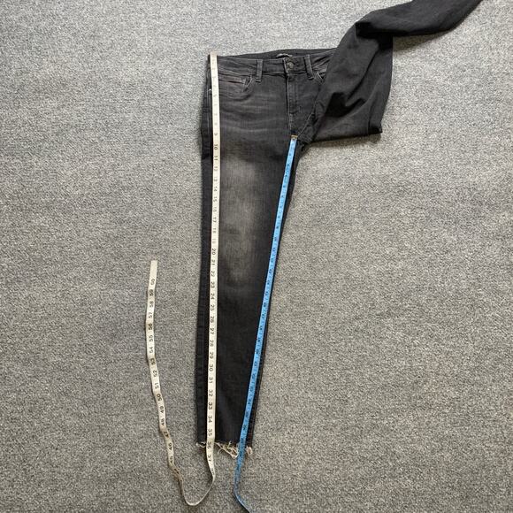 Mavi Jeans Womens 27 Faded Black Denim Whiskered Stretch Fringe Hem Cropped - Picture 5 of 12